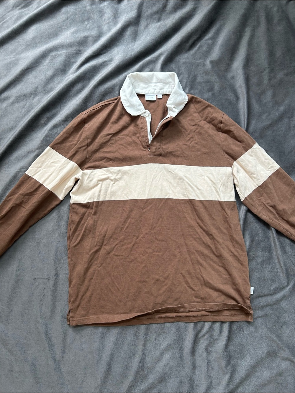 Onia Brown and Cream Rugby Polo Shirt